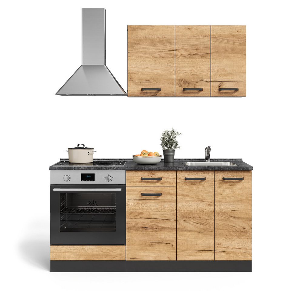Vicco Küchenzeile R-Line, Goldkraft Eiche/Anthrazit, 160 cm mit Herdumbauschrank ohne... – Bild 5 von 5