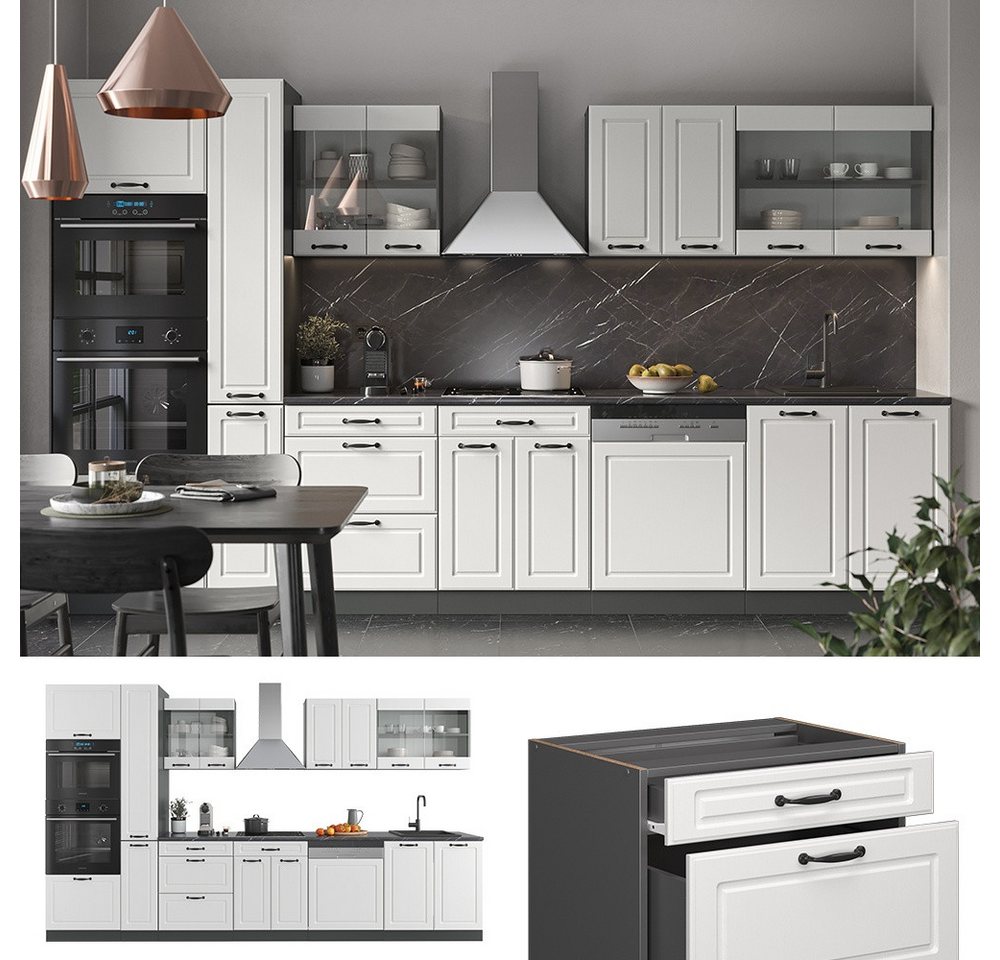 Vicco Küchenzeile R-Line, Weiß Landhaus/Anthrazit, Ohne Arbeitsplatten – Bild 4 von 5