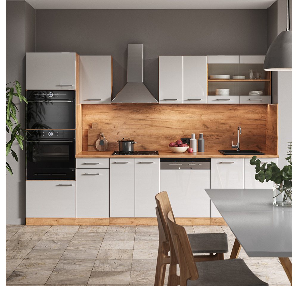 Vicco Küchenzeile R-Line, Weiß Hochglanz/Goldkraft Eiche, Ohne Arbeitsplatten – Bild 5 von 5