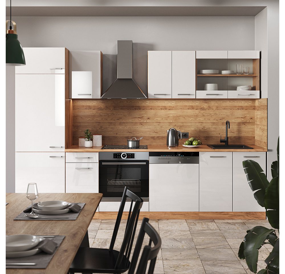 Vicco Küchenzeile R-Line, Weiß Hochglanz/Goldkraft Eiche, Ohne Arbeitsplatten – Bild 5 von 5