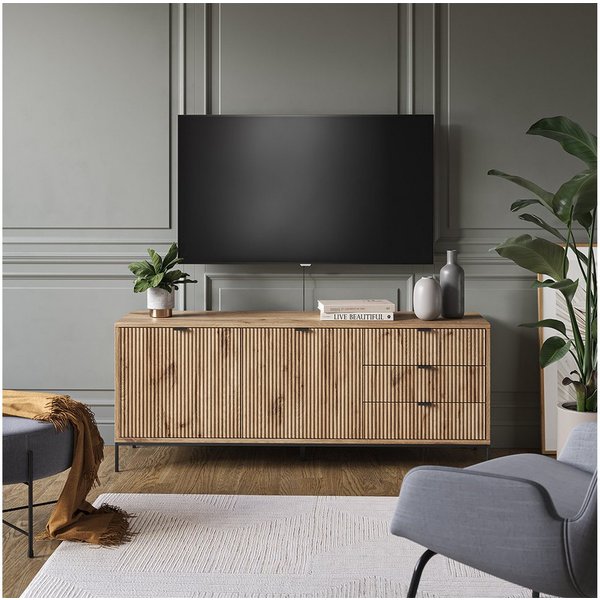 Vicco Lowboard Eliza, Viking Oak, 150.1 x 60 cm mit 3 Schubladen, 2 Türen (1 St)