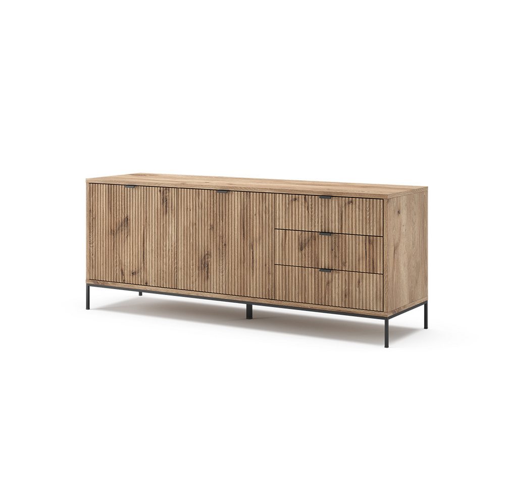 Vicco Lowboard Eliza, Viking Oak, 150.1 x 60 cm mit 3 Schubladen, 2 Türen (1 St) – Bild 2 von 5