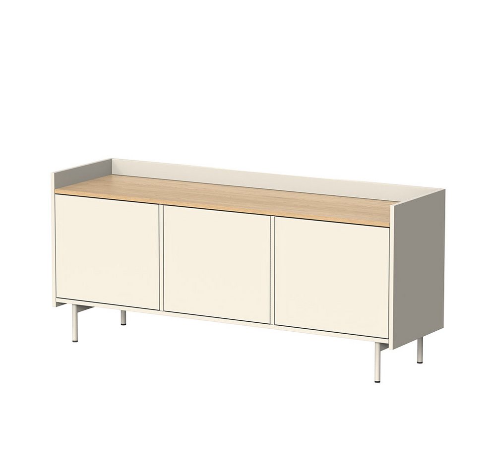 Vicco Lowboard Velina, Creme/Eiche, 140 x 63 cm mit 3 Türen (1 St) – Bild 2 von 5