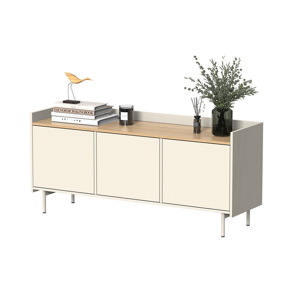 Vicco Lowboard Velina, Creme/Eiche, 140 x 63 cm mit 3 Türen (1 St) – Bild 5 von 5