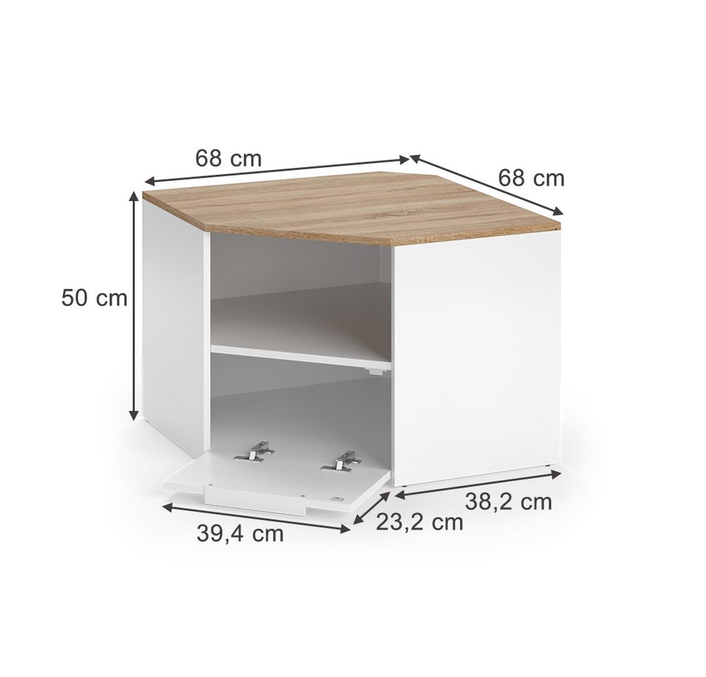 Vicco Lowboard Wido, Weiß/Sonoma, 68 x 50 cm (1 St) – Bild 3 von 5