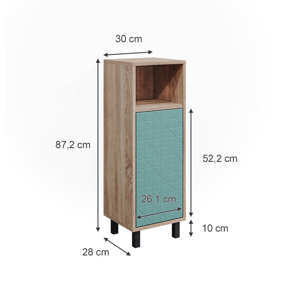 Vicco Midischrank Agasta, Mintgrün/Sonoma, 30 x 87.2 cm (1-St) – Bild 3 von 5