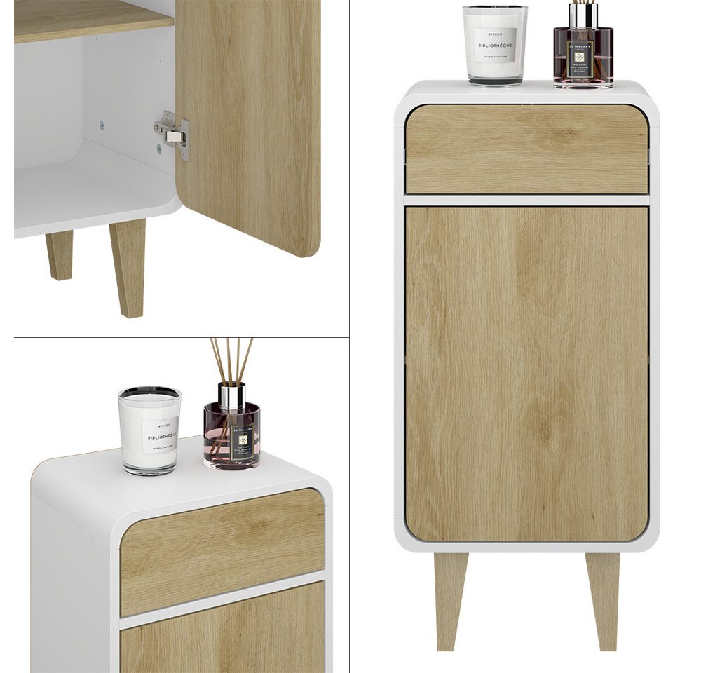 Vicco Midischrank Arla, Weiß/Eiche, 40 x 81 cm (1-St) – Bild 3 von 5