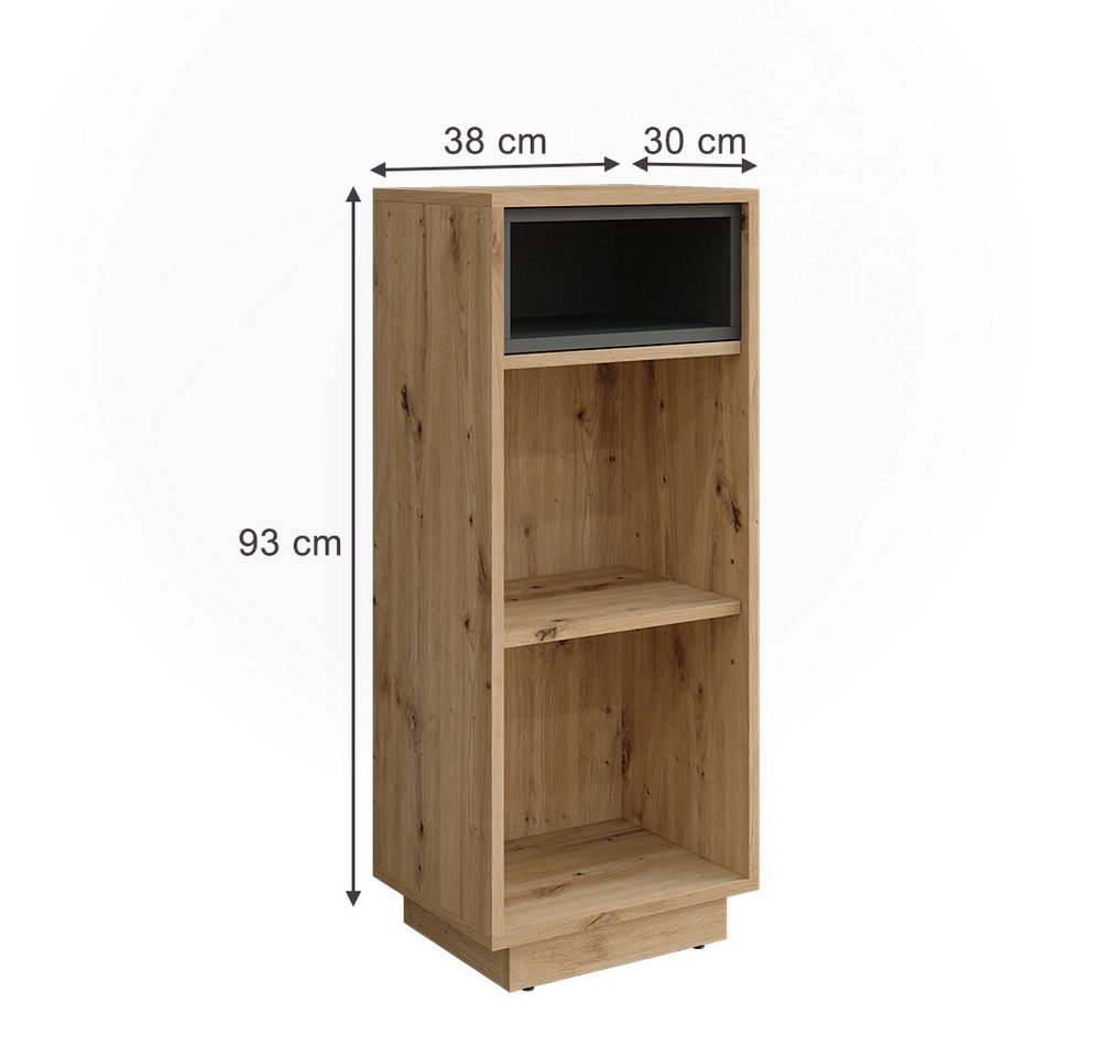Vicco Midischrank Beatrice, Artisan Eiche/Anthrazit, 38 x 93 cm mit 3 Fächern (1-St) – Bild 2 von 5