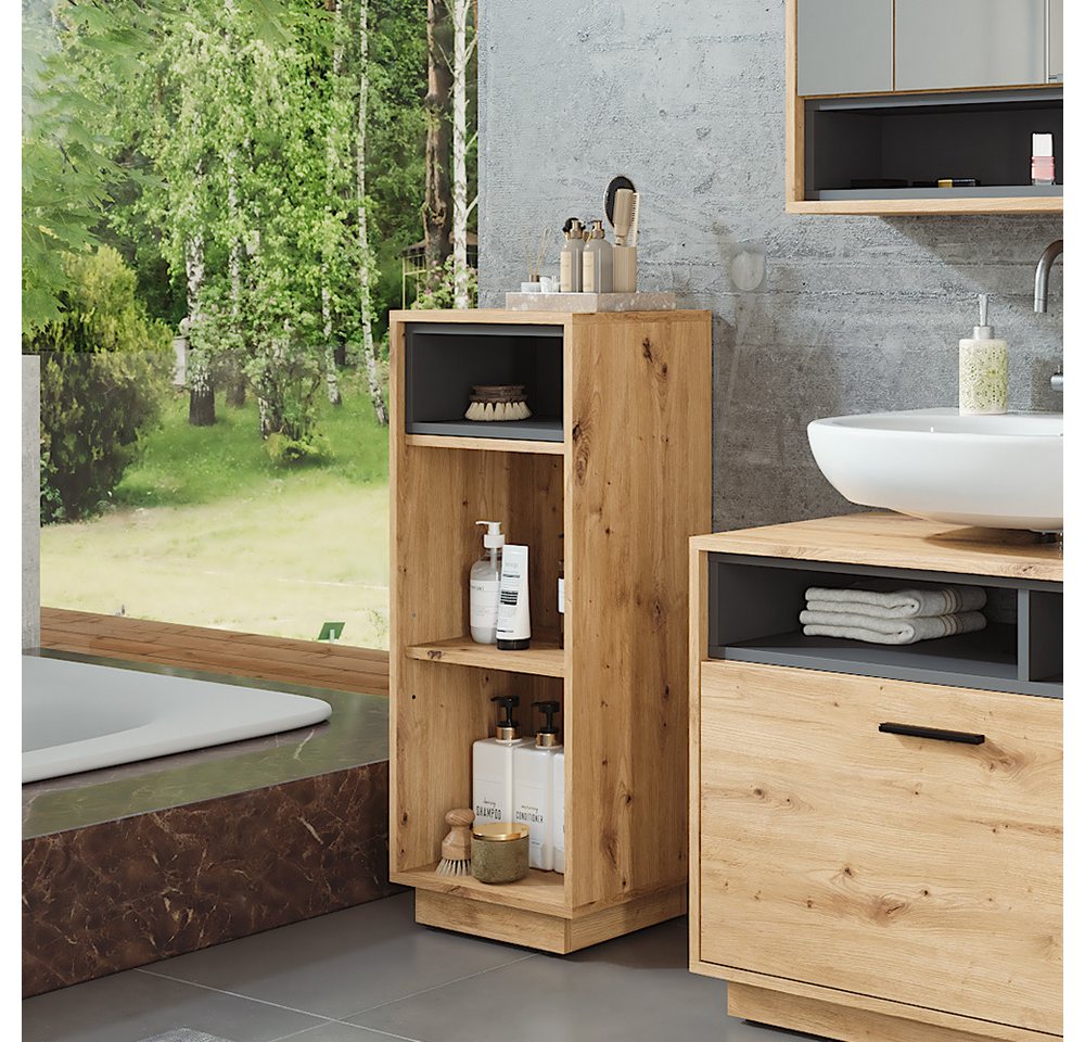 Vicco Midischrank Beatrice, Artisan Eiche/Anthrazit, 38 x 93 cm mit 3 Fächern (1-St) – Bild 3 von 5