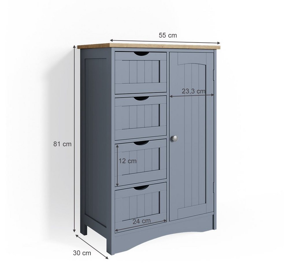 Vicco Midischrank Bianco, Grau, 55 x 81 cm (1-St) – Bild 3 von 5