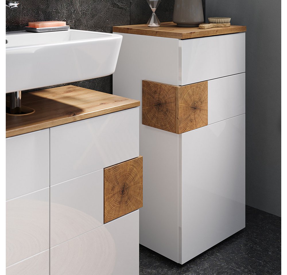 Vicco Midischrank Eden, Weiß Hochglanz/Artisan-Eiche, 40 x 84 cm (1-St) – Bild 4 von 5