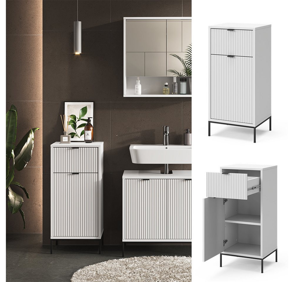 Vicco Midischrank Eliza, Weiß/Weiß, 40 x 87 cm mit Tür und Schublade (1-St) – Bild 2 von 5