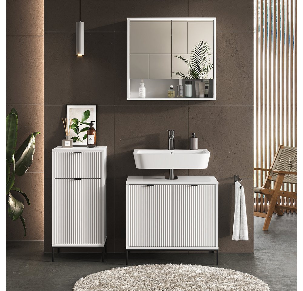 Vicco Midischrank Eliza, Weiß/Weiß, 40 x 87 cm mit Tür und Schublade (1-St) – Bild 4 von 5