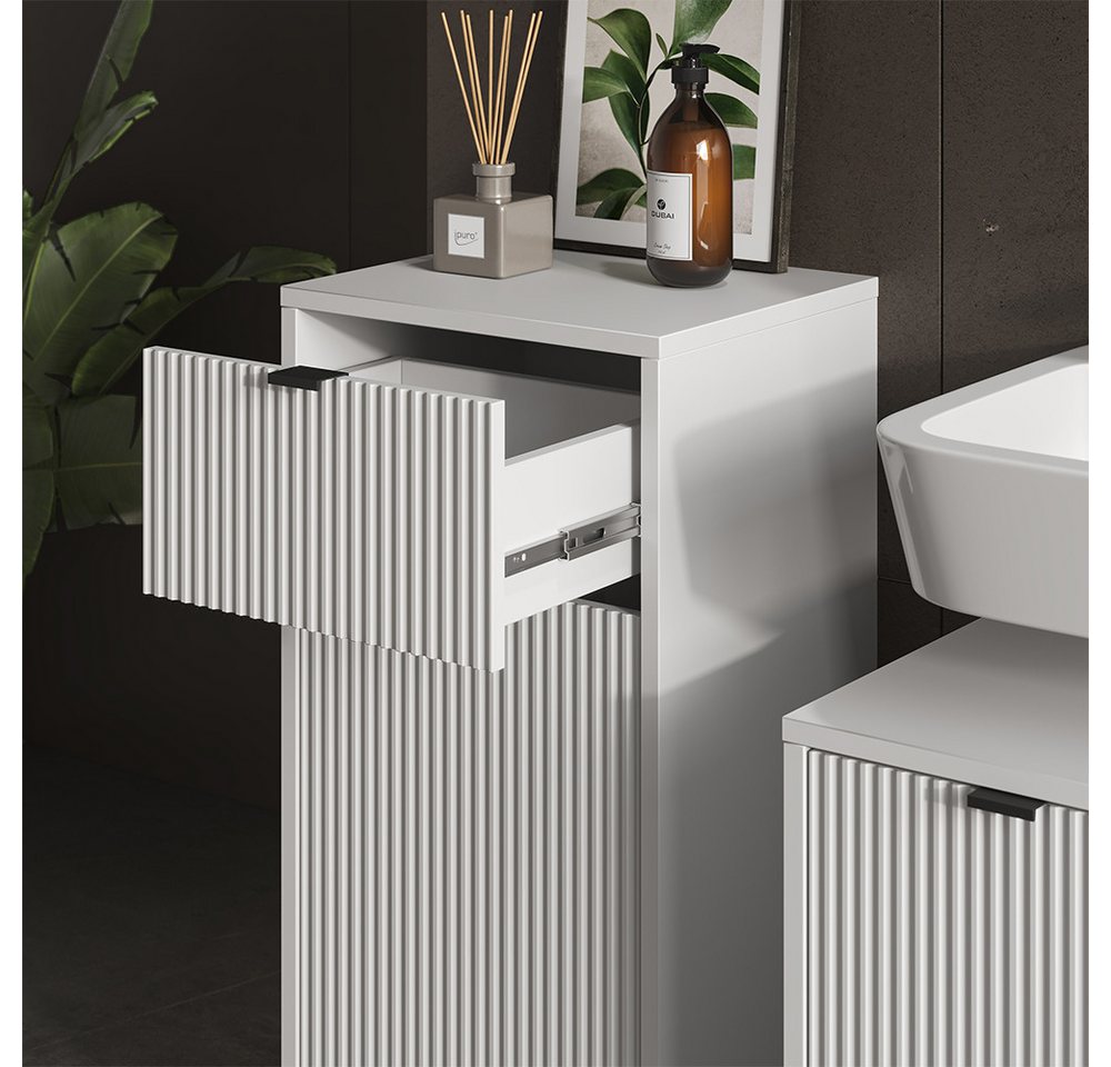 Vicco Midischrank Eliza, Weiß/Weiß, 40 x 87 cm mit Tür und Schublade (1-St) – Bild 5 von 5