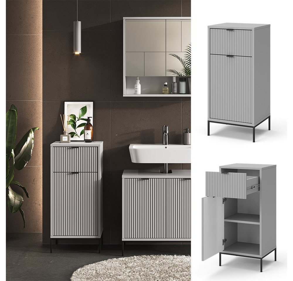 Vicco Midischrank Eliza, Grau/Grau, 40 x 87 cm mit Tür und Schublade (1-St) – Bild 2 von 5