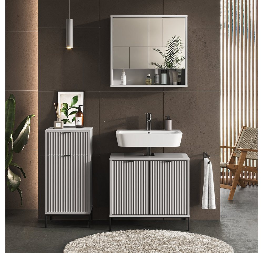 Vicco Midischrank Eliza, Grau/Grau, 40 x 87 cm mit Tür und Schublade (1-St) – Bild 4 von 5