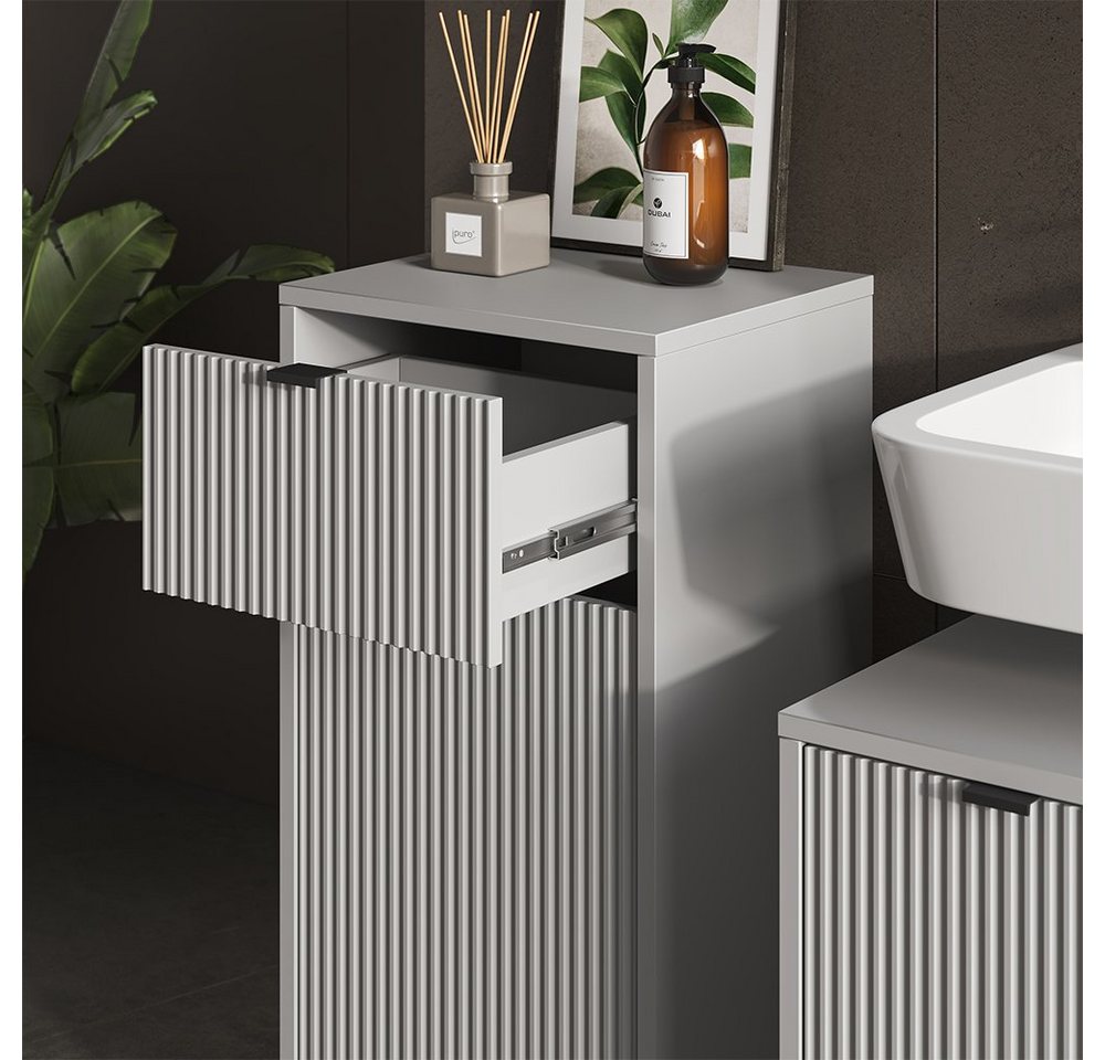 Vicco Midischrank Eliza, Grau/Grau, 40 x 87 cm mit Tür und Schublade (1-St) – Bild 5 von 5