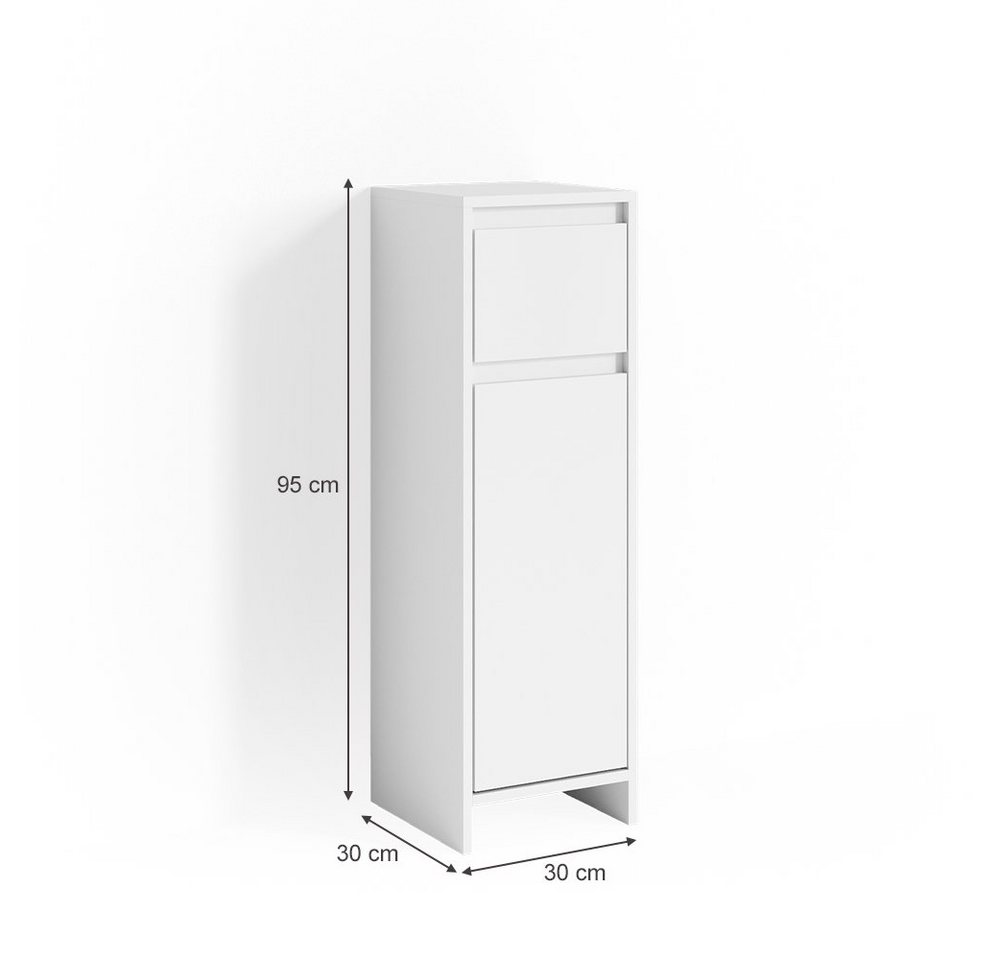 Vicco Midischrank Emma, Weiß, 30 x 95 cm (1-St) – Bild 3 von 5