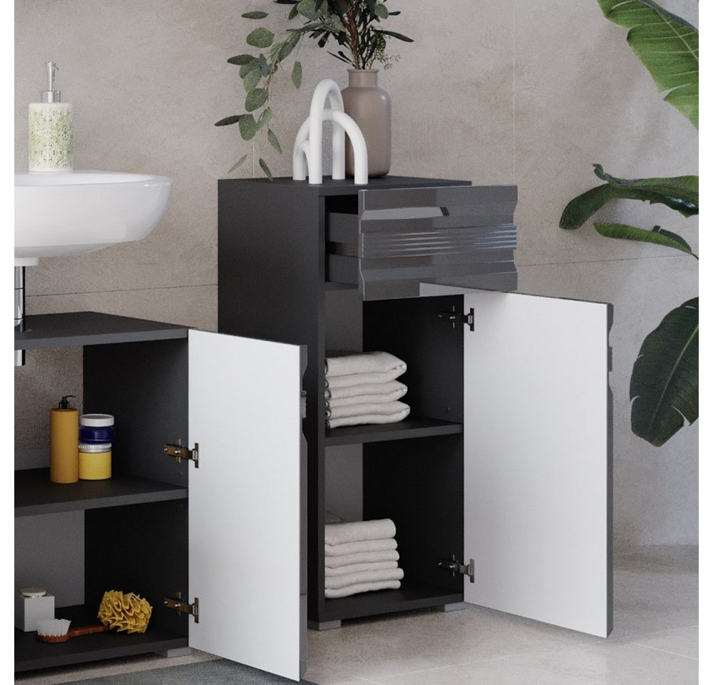 Vicco Midischrank Fredd, Anthrazit Hochglanz, 36 x 79 cm (1-St) – Bild 5 von 5