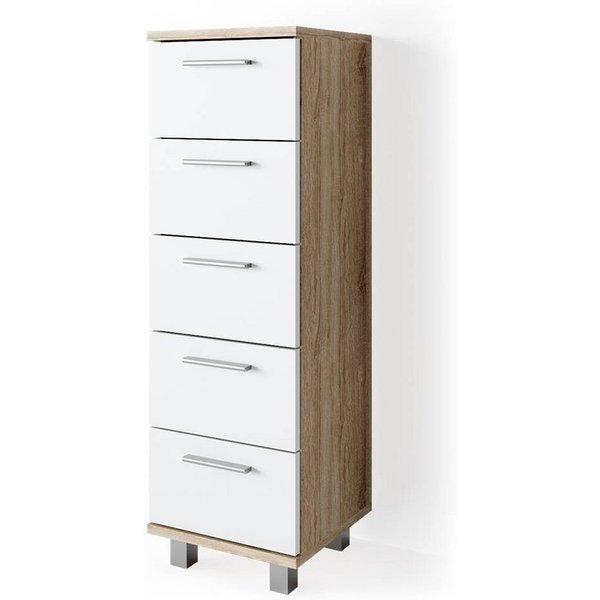 Vicco Midischrank Ilias, Weiß/Sonoma, 30 x 95 cm (1-St) Drehbar