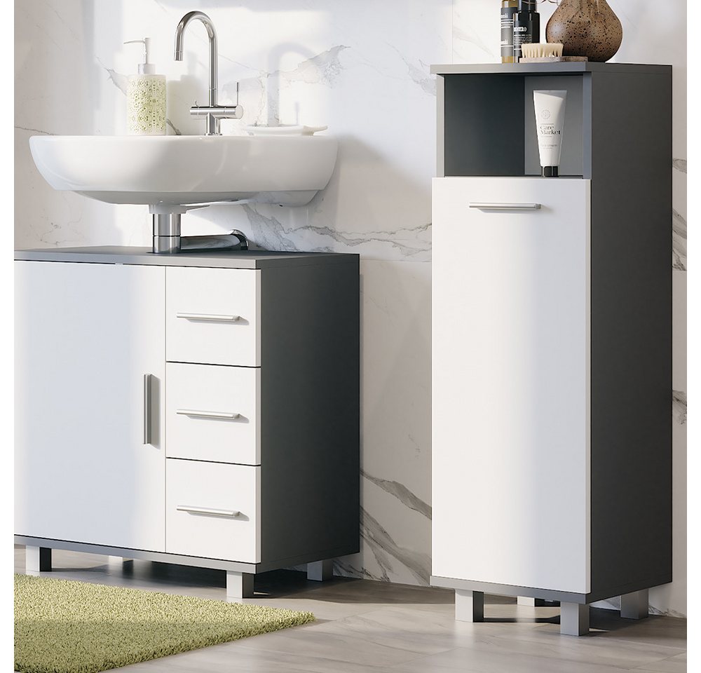 Vicco Midischrank Ilias, Anthrazit/Weiß, 30.2 x 95 cm mit Tür (1-St) – Bild 3 von 5