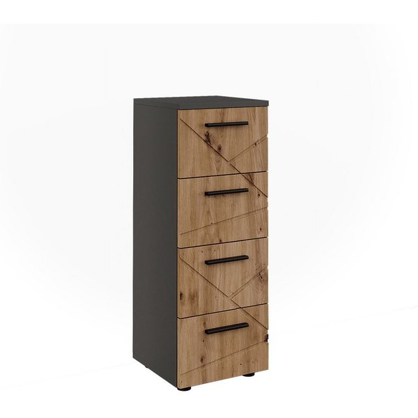 Vicco Midischrank Irma, Anthrazit/Goldkraft Eiche, 30 x 81 cm mit 4 Schubladen (1-St)