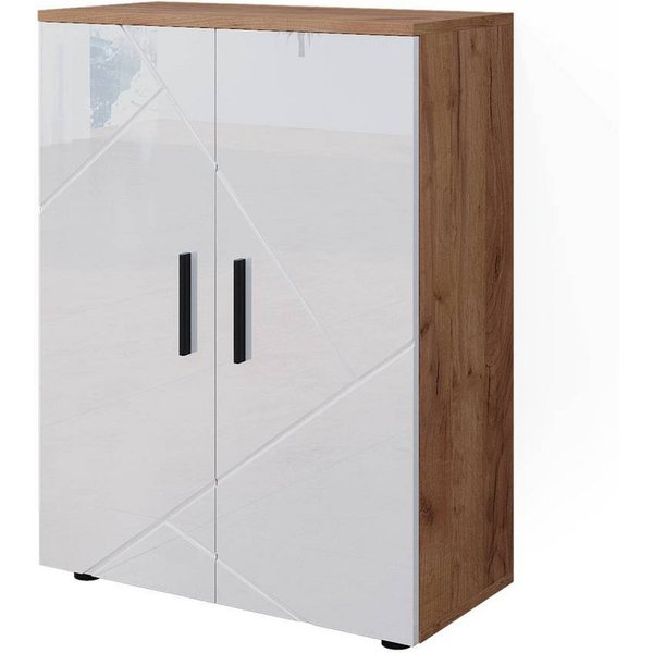 Vicco Midischrank Irma, Goldkraft Eiche/Weiß Hochglanz, 60 x 81 cm (1-St)