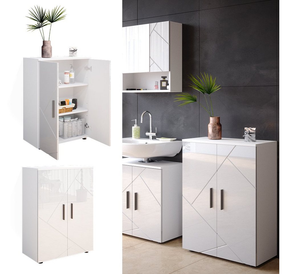 Vicco Midischrank Irma, Weiß Hochglanz/Weiß, 60 x 81 cm (1-St) – Bild 2 von 5