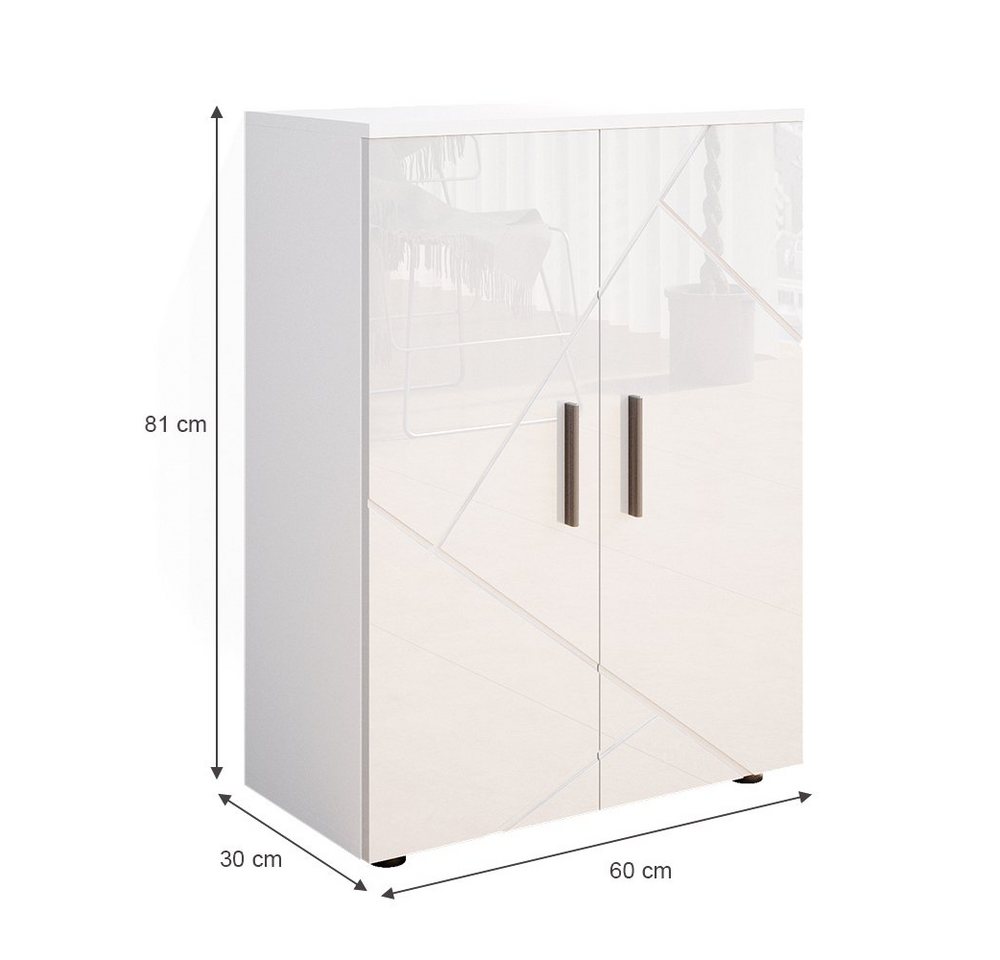 Vicco Midischrank Irma, Weiß Hochglanz/Weiß, 60 x 81 cm (1-St) – Bild 3 von 5