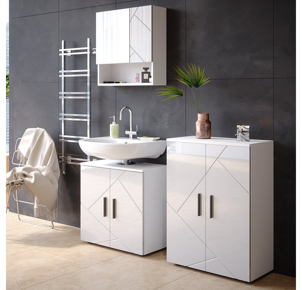 Vicco Midischrank Irma, Weiß Hochglanz/Weiß, 60 x 81 cm (1-St) – Bild 4 von 5