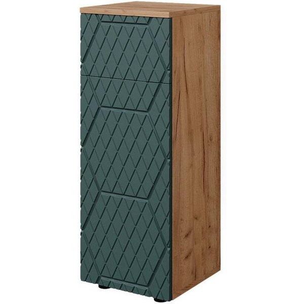 Vicco Midischrank Irma, Goldkraft Eiche/Grün, 30 x 81 cm mit 1 Schublade, 2 Fächer,... (1-St)