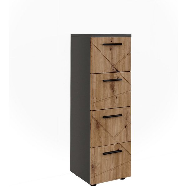 Vicco Midischrank Irma, Anthrazit/Goldkraft Eiche, 30 x 95 cm mit 4 Schubladen (1-St)
