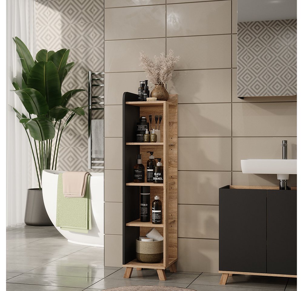 Vicco Midischrank Karen, Sonoma/Anthrazit, 30 x 128 cm mit 4 Fächern (1-St) – Bild 3 von 5