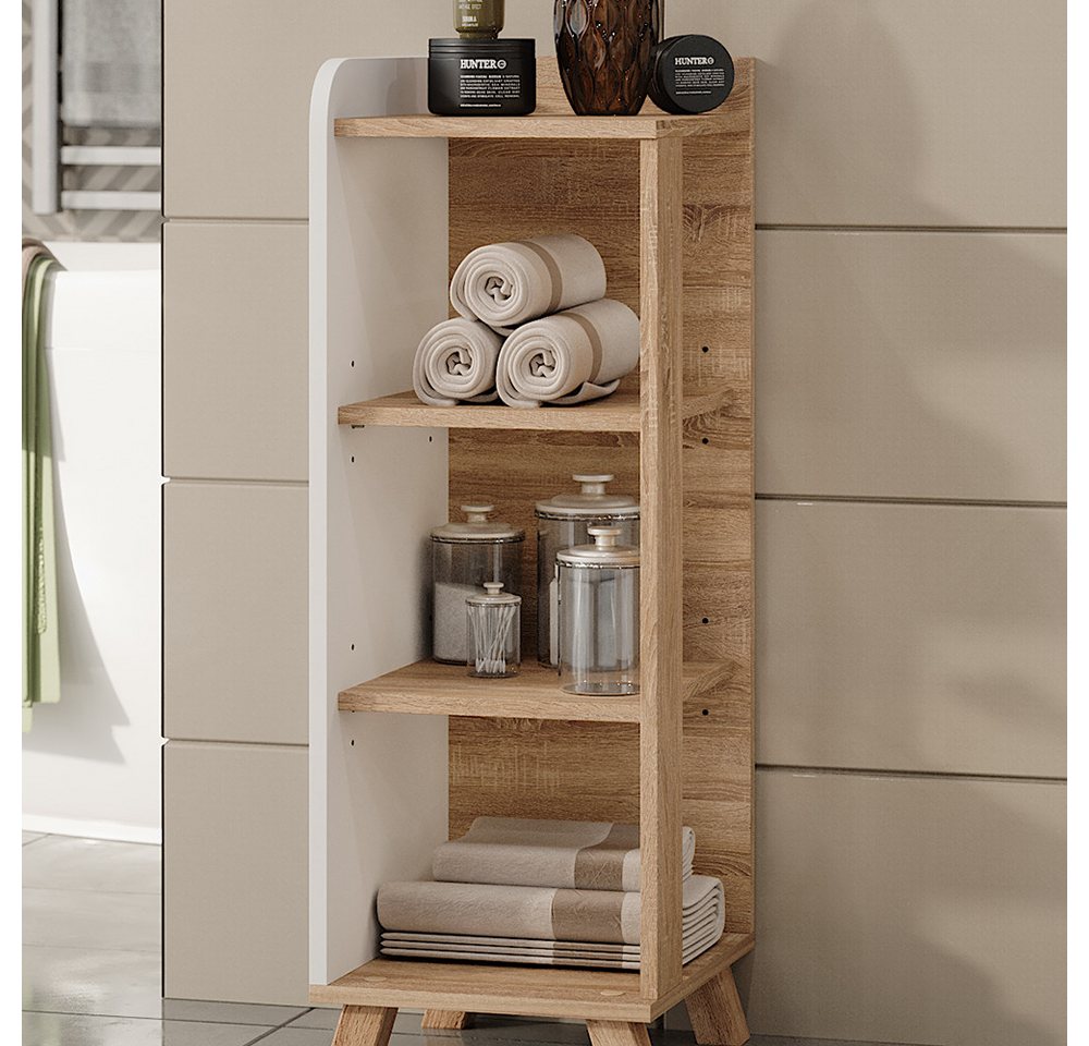 Vicco Midischrank Karen, Sonoma/Weiß, 30 x 90 cm mit 4 Ablagen (1-St) – Bild 4 von 5