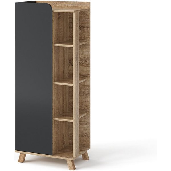 Vicco Midischrank Karen, Sonoma/Anthrazit, 50 x 128 cm mit Tür und offenen Fächern (1-St)