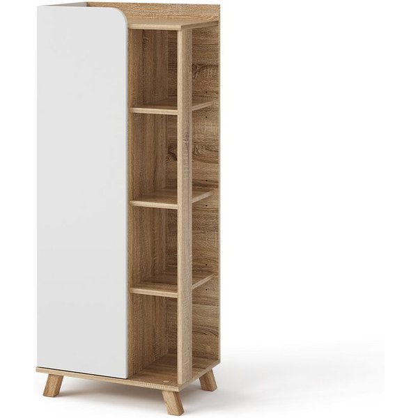 Vicco Midischrank Karen, Sonoma/Weiß, 50 x 128 cm mit Tür und offenen Fächern (1-St)