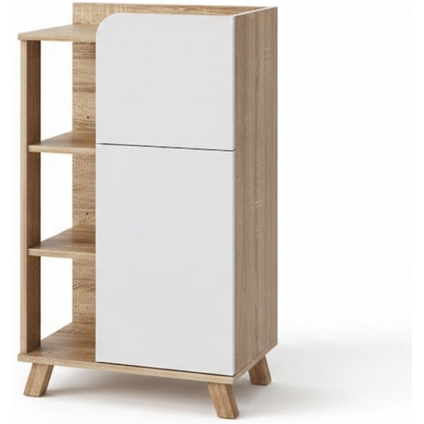 Vicco Midischrank Karen, Sonoma/Weiß, 50 x 90 cm mit Tür und Schublade (1-St)