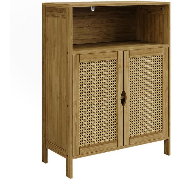 Vicco Midischrank Liora, Bambus/Rattan/Schwarz, 60 x 80 cm (1-St)