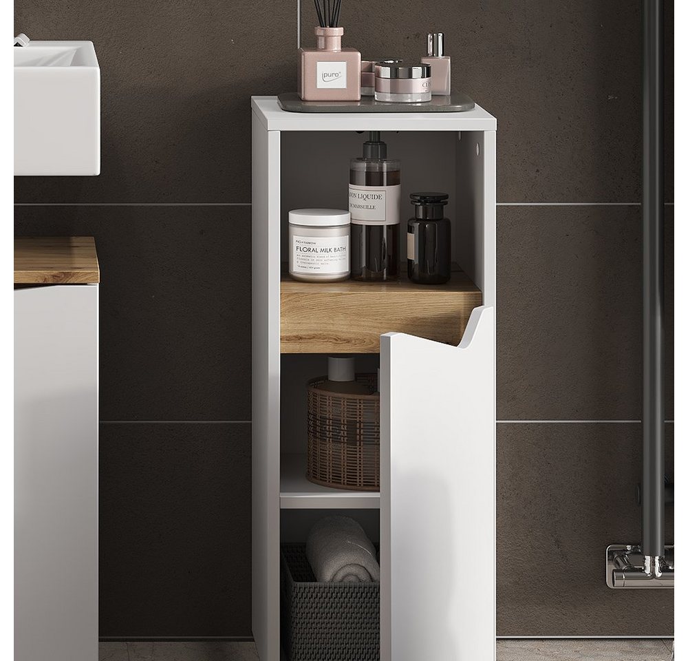 Vicco Midischrank Marelle, Weiß/Artisan-Eiche, 30 x 74.5 cm mit Tür und offenem Fach (1-St) – Bild 5 von 5