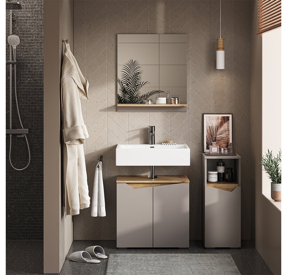 Vicco Midischrank Marelle, Greige/Greige, 30 x 74.5 cm mit Tür und offenem Fach (1-St) – Bild 4 von 5