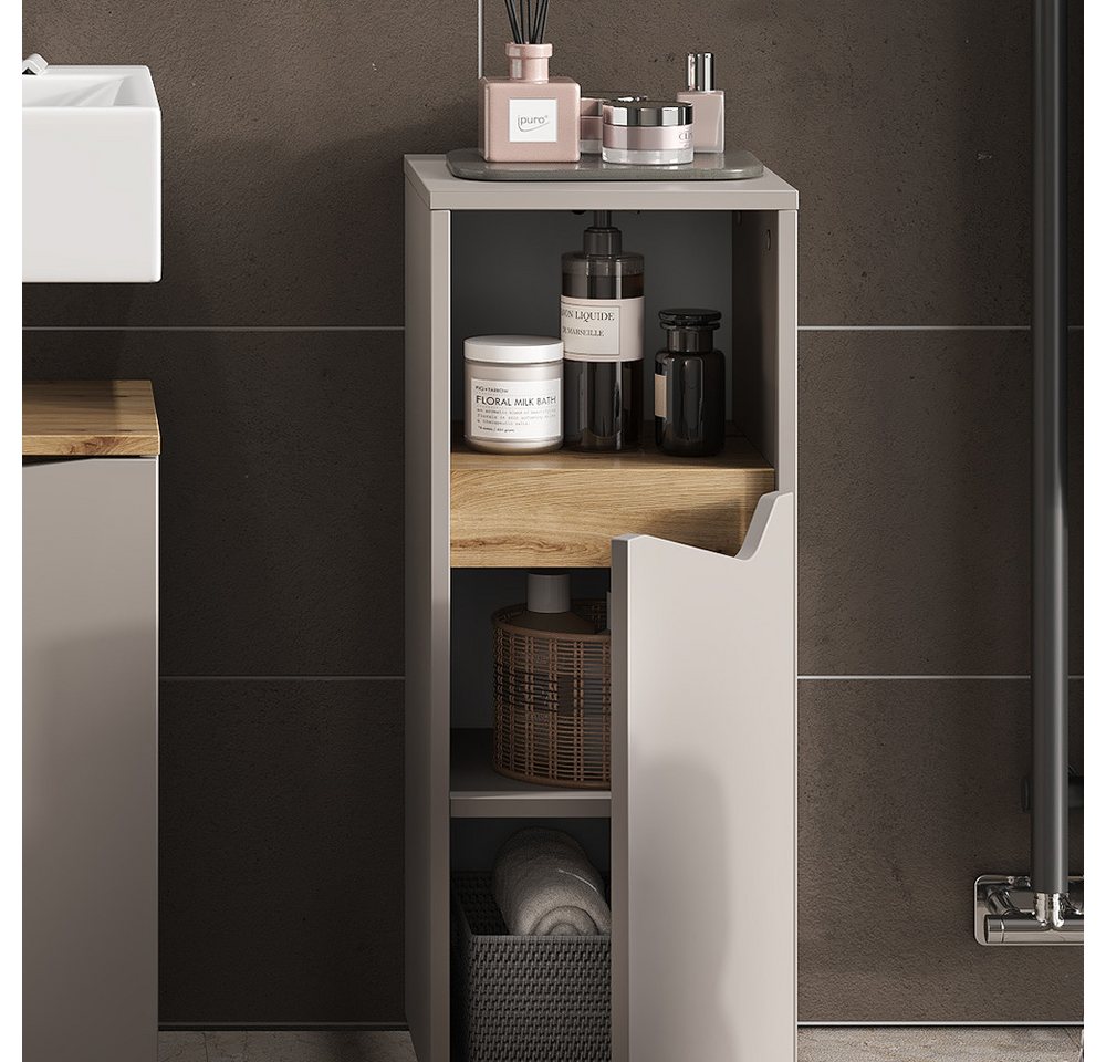 Vicco Midischrank Marelle, Greige/Greige, 30 x 74.5 cm mit Tür und offenem Fach (1-St) – Bild 5 von 5