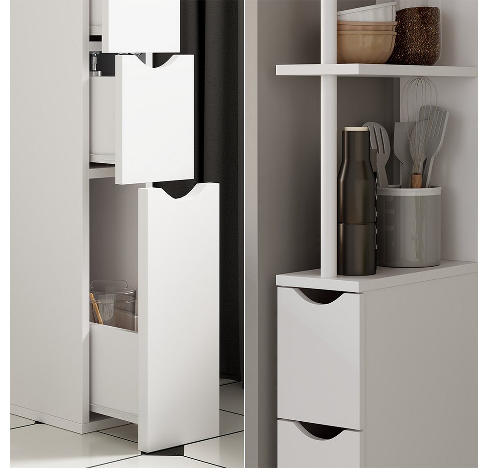 Vicco Midischrank Vera, Weiß, 137 x 15 cm mit 3 Schubladen (1-St) – Bild 5 von 5