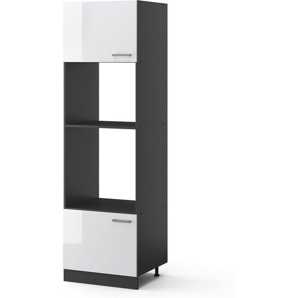 Vicco Mikrowellenumbauschrank R-Line, Weiß Hochglanz/Anthrazit, 60 cm (1-St)