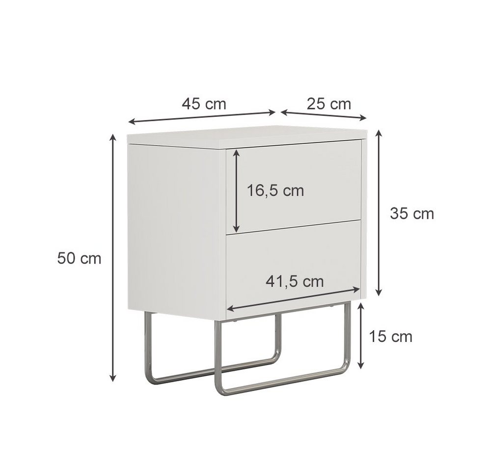 Vicco Nachtschrank Calvin, Weiß, 45 x 50 cm (1-St) – Bild 4 von 5