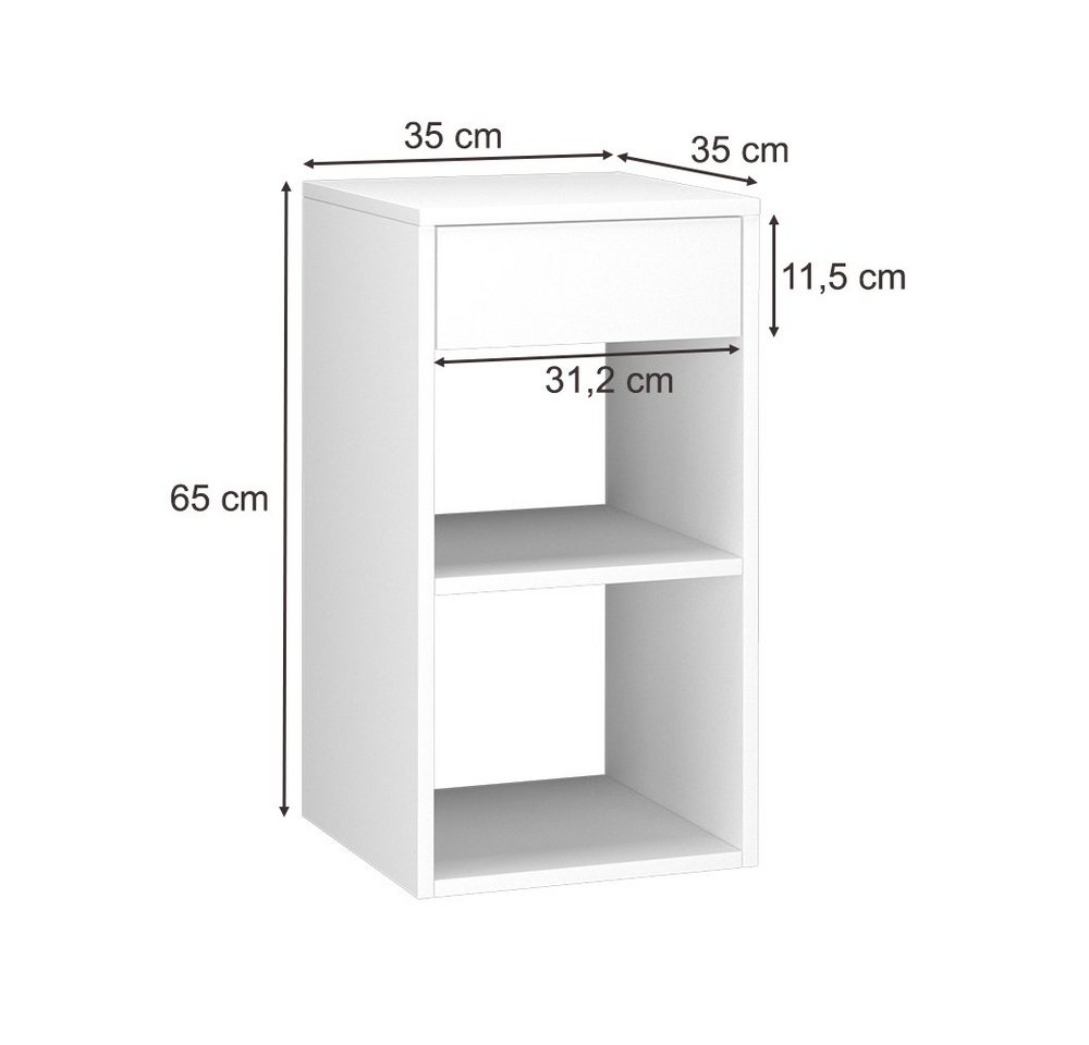 Vicco Nachtschrank Dany, Weiß, 35 x 65 cm (1-St) – Bild 4 von 5