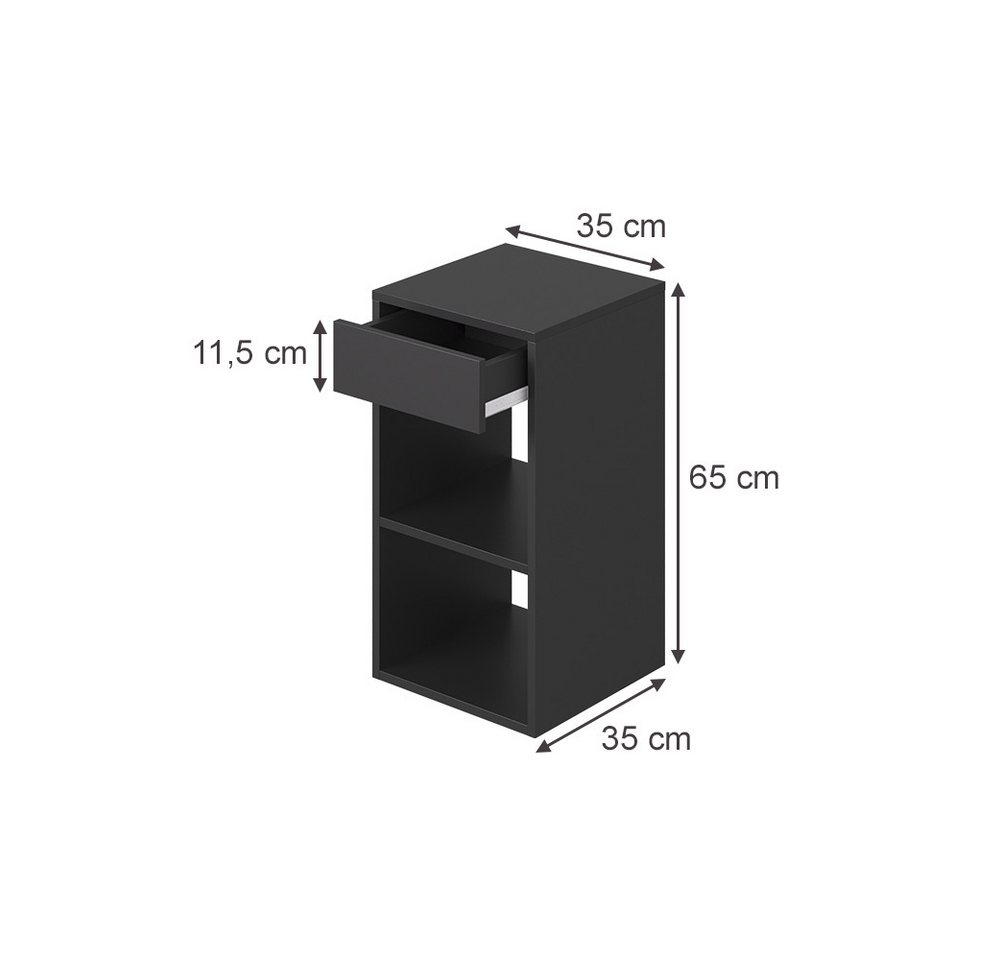 Vicco Nachtschrank Dany, Anthrazit, 35 x 65 cm mit 1 Schublade (1-St) – Bild 3 von 5