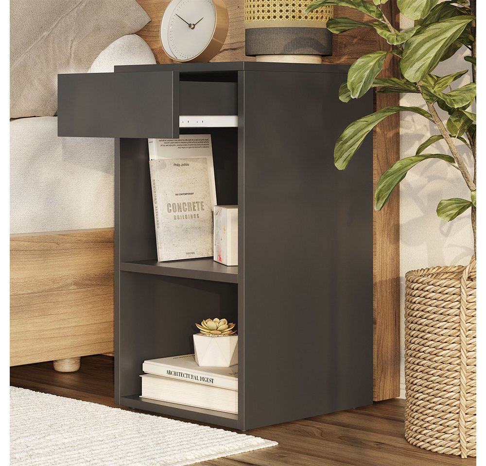 Vicco Nachtschrank Dany, Anthrazit, 35 x 65 cm mit 1 Schublade (1-St) – Bild 4 von 5