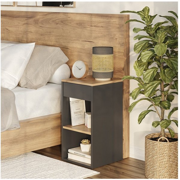 Vicco Nachtschrank Dany, Anthrazit/Goldkraft Eiche, 35 x 65 cm mit 1 Schublade (1-St)