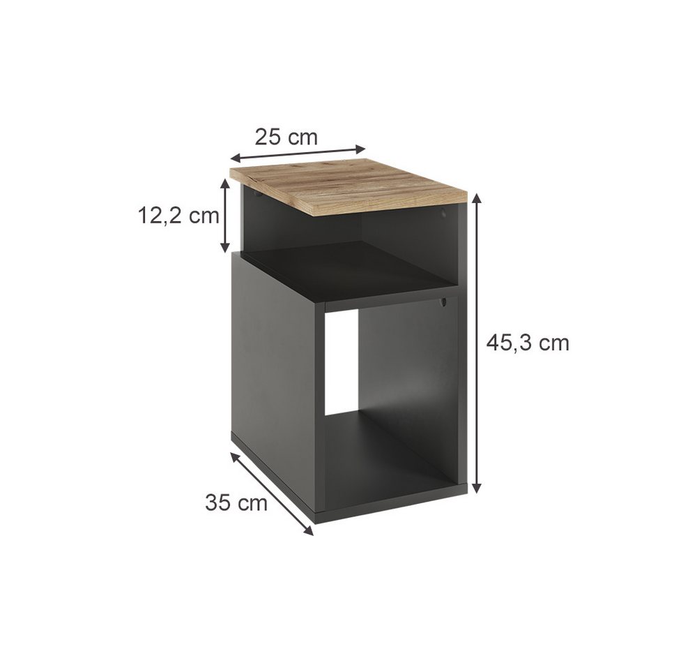 Vicco Nachtschrank Elios, Anthrazit/Goldkraft Eiche, 25 x 65.3 cm (1-St) – Bild 3 von 5