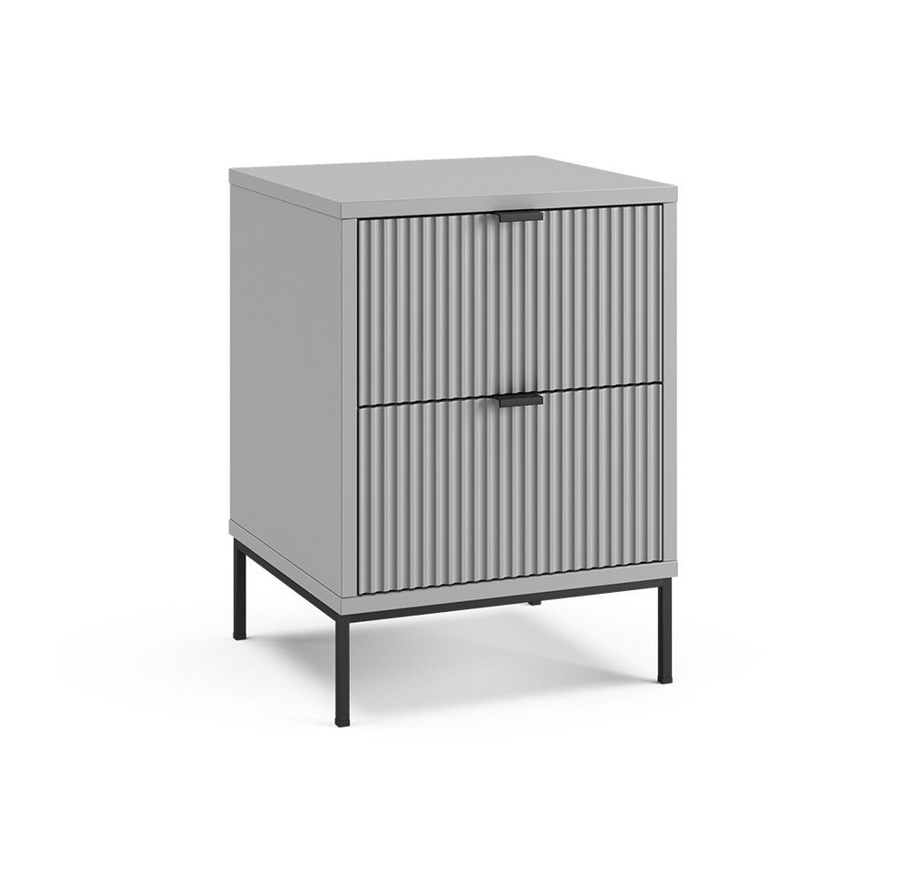 Vicco Nachtschrank Eliza, Grau/Schwarz, 40 x 55.4 cm mit 2 Schubladen (1-St) – Bild 2 von 5